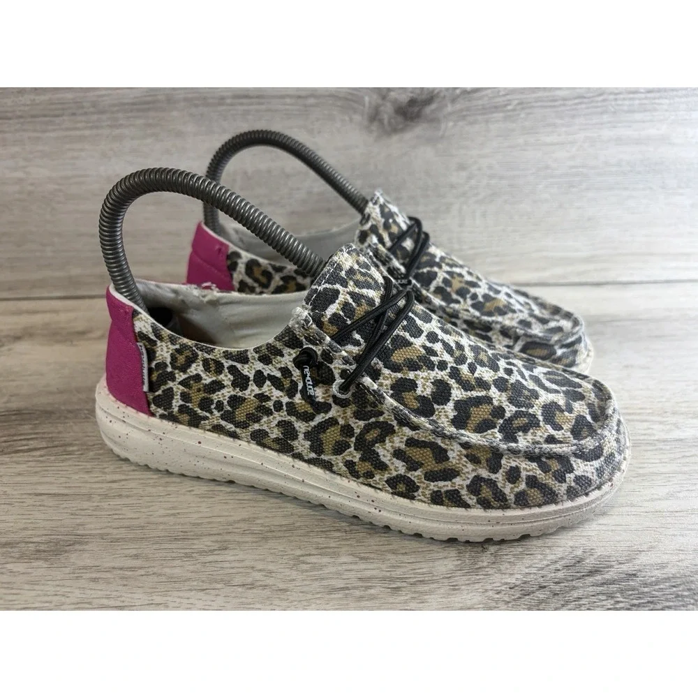 Hey‎ Dude Wendy Youth Cheetah Leopard Animal Print Loafers Slip On Shoes Y4 L5
